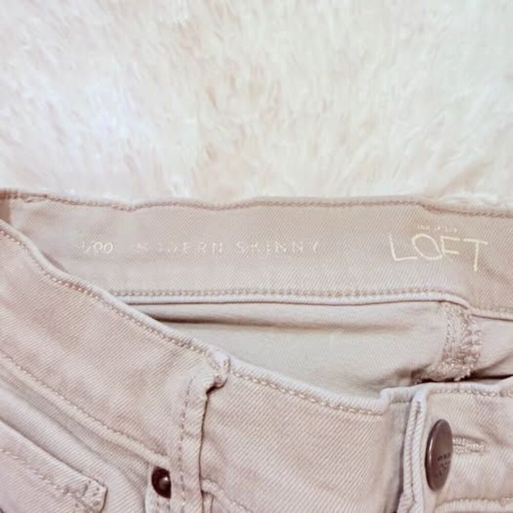LOFT Beige Skinny Jeans Neutral Stretch Denim Size 00 - Picture 9 of 10